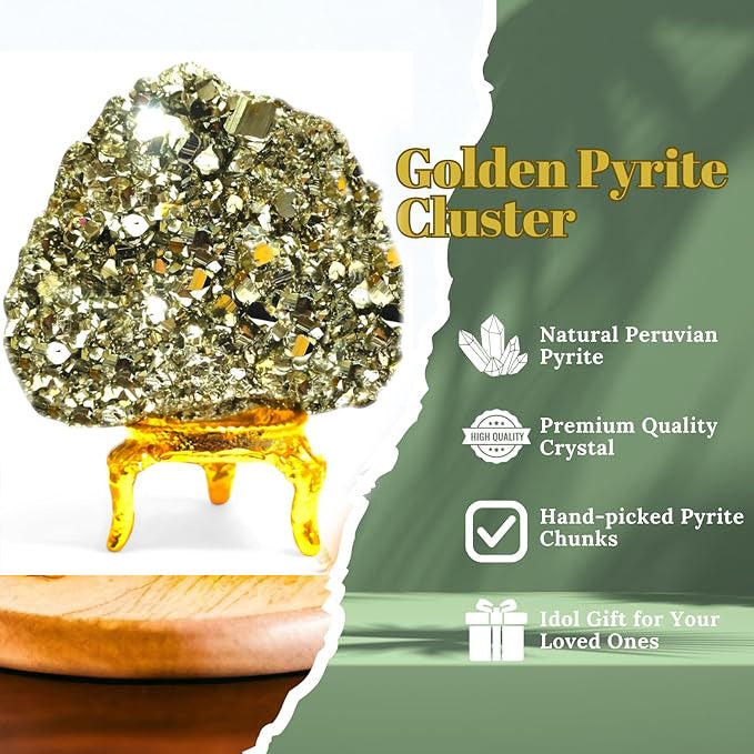 Pyrite Stone Original Cluster with Stand 40 to 80 Gram