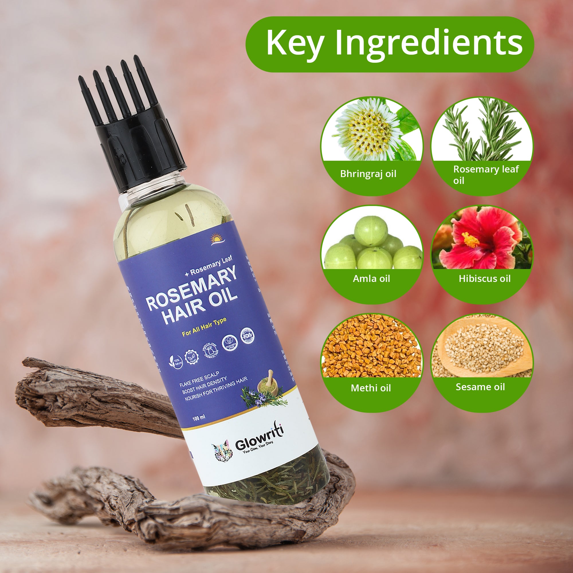 Glowriti 100% Natural & Herbal Rosemary Hair Oil | 100 ml