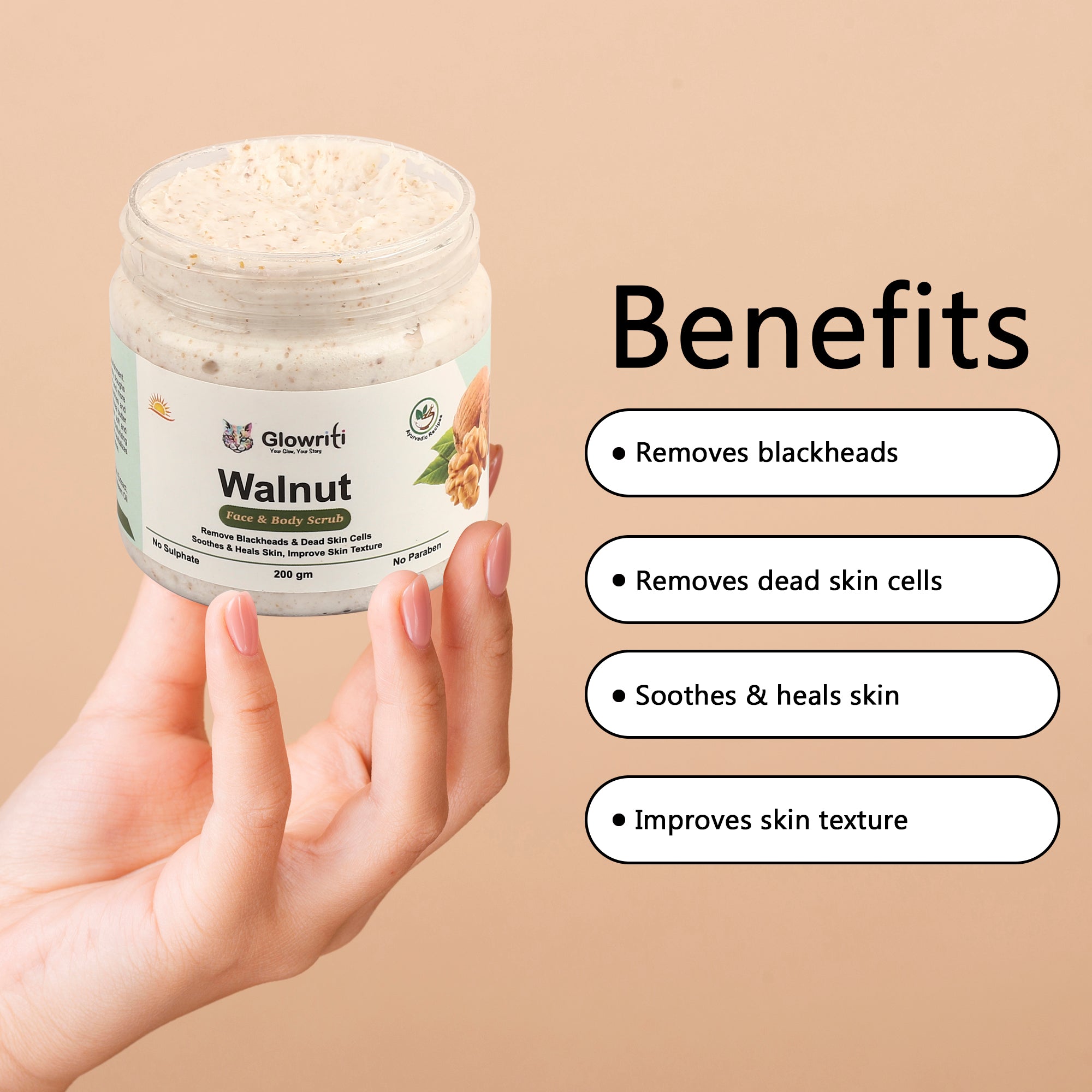 Glowriti Naturals Exfoliating Walnut Scrub  (200 g)
