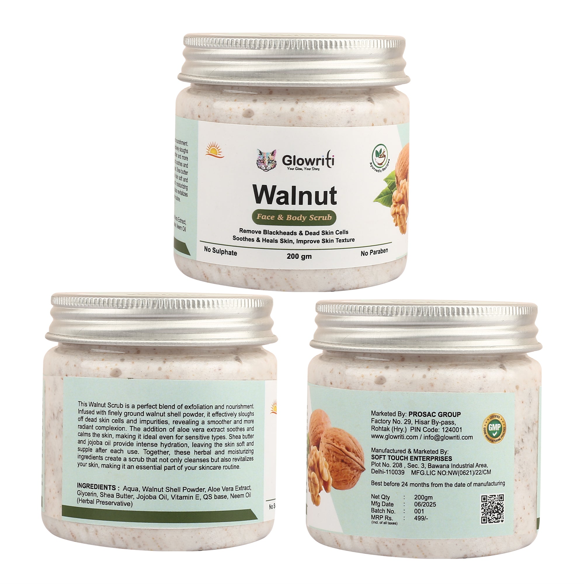 Glowriti Naturals Exfoliating Walnut Scrub  (200 g)