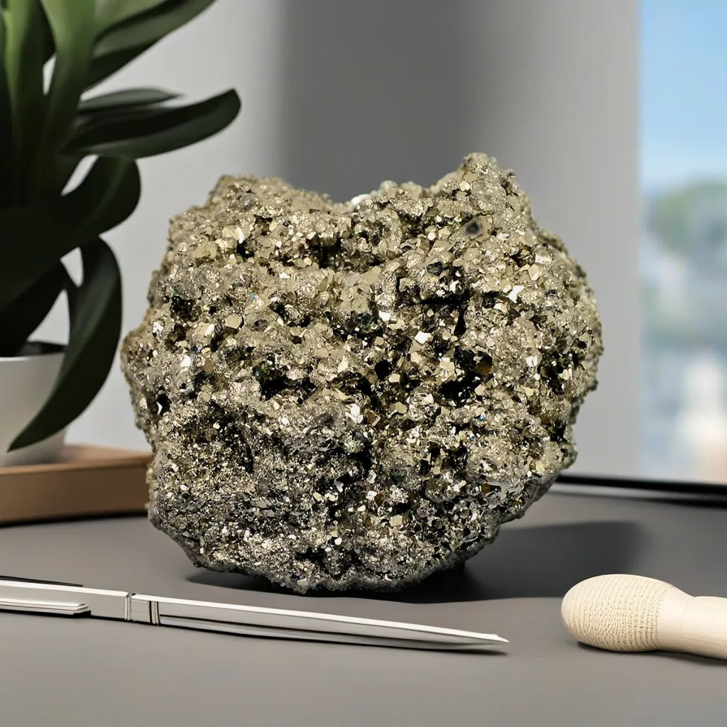 Glowriti Natural Pyrite Stone – Raw Healing Crystal for Protection, Wealth & Energy