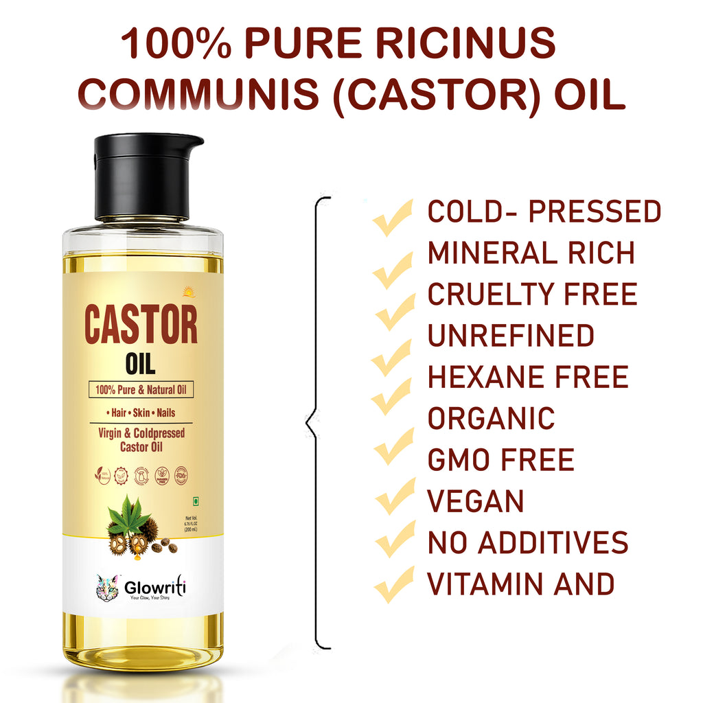 Glowriti Cold Pressed Castor Oil(arandi tel) | Hair & Skin Oil | 200 ml