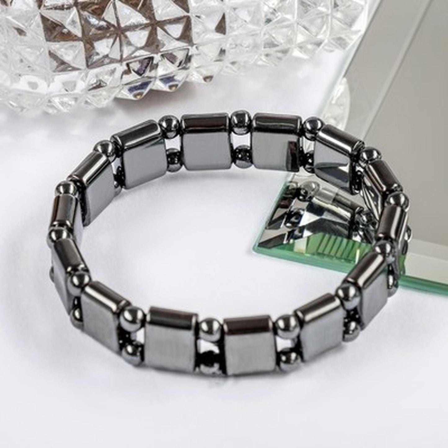 Glowriti Magnetic Sugar Control Bracelet,Unisex Stylish Health Care Magnetic Black Stone Therapy Bracelet