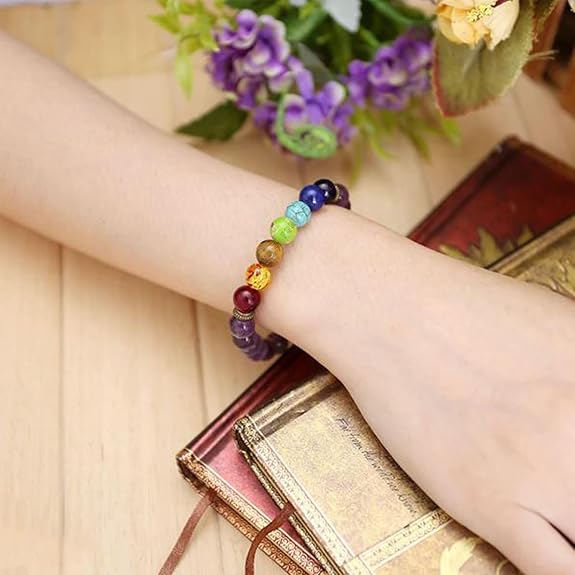 Pink Rose Quartz 7 Chakra Healing Bracelet