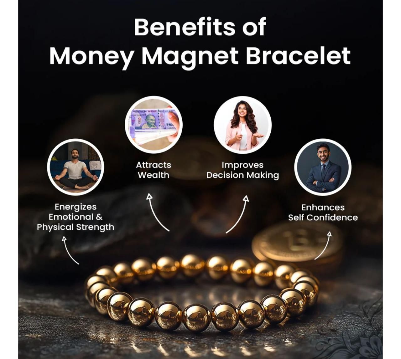 Glowriti Pyrite Stone Bracelet For Men & Women, Money Magnet Bracelet, Attracts Money