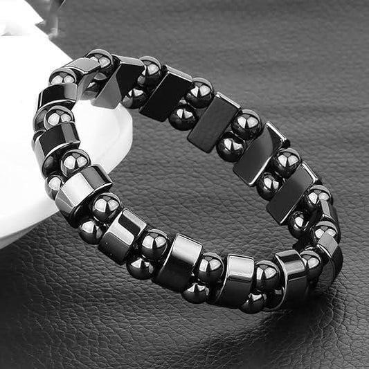 Glowriti Magnetic Sugar Control Bracelet,Unisex Stylish Health Care Magnetic Black Stone Therapy Bracelet