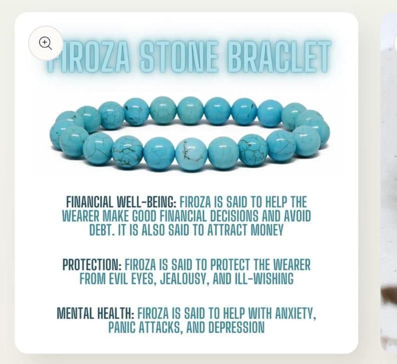Glowriti Firoza (Turquoise) Stone-Beads Bracelet