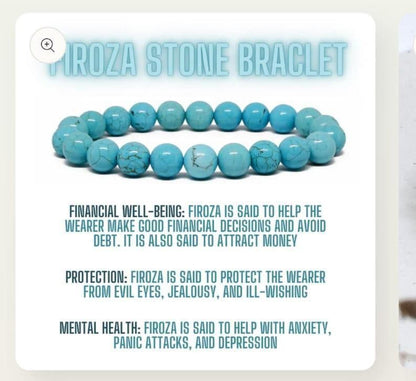 Glowriti Firoza (Turquoise) Stone-Beads Bracelet