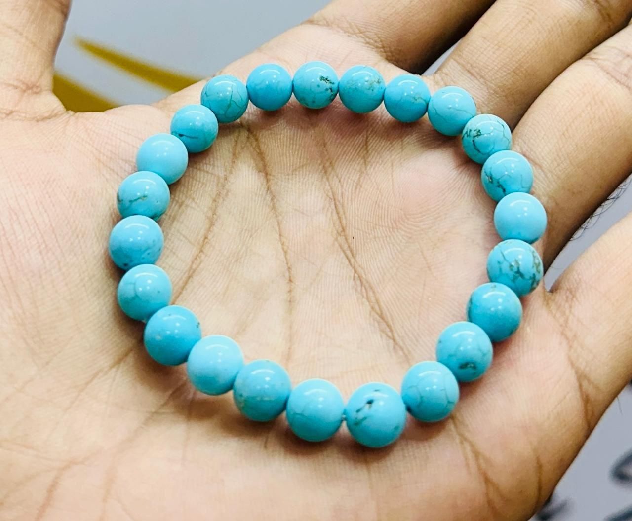 Glowriti Firoza (Turquoise) Stone-Beads Bracelet