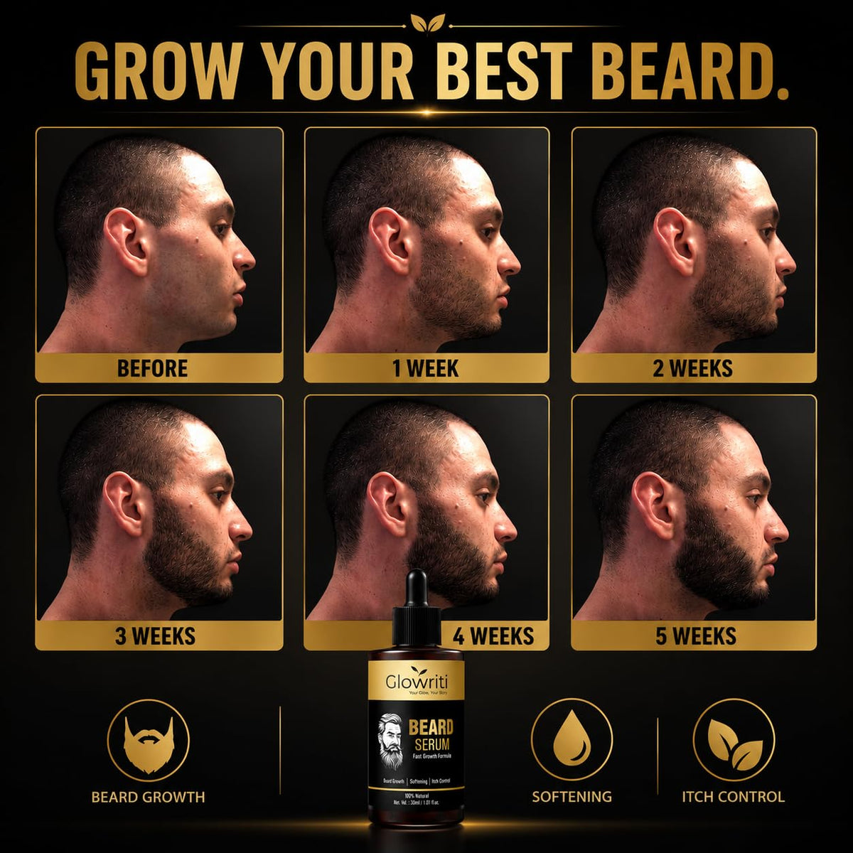 Beard Growth Serum for Men, 30 ml
