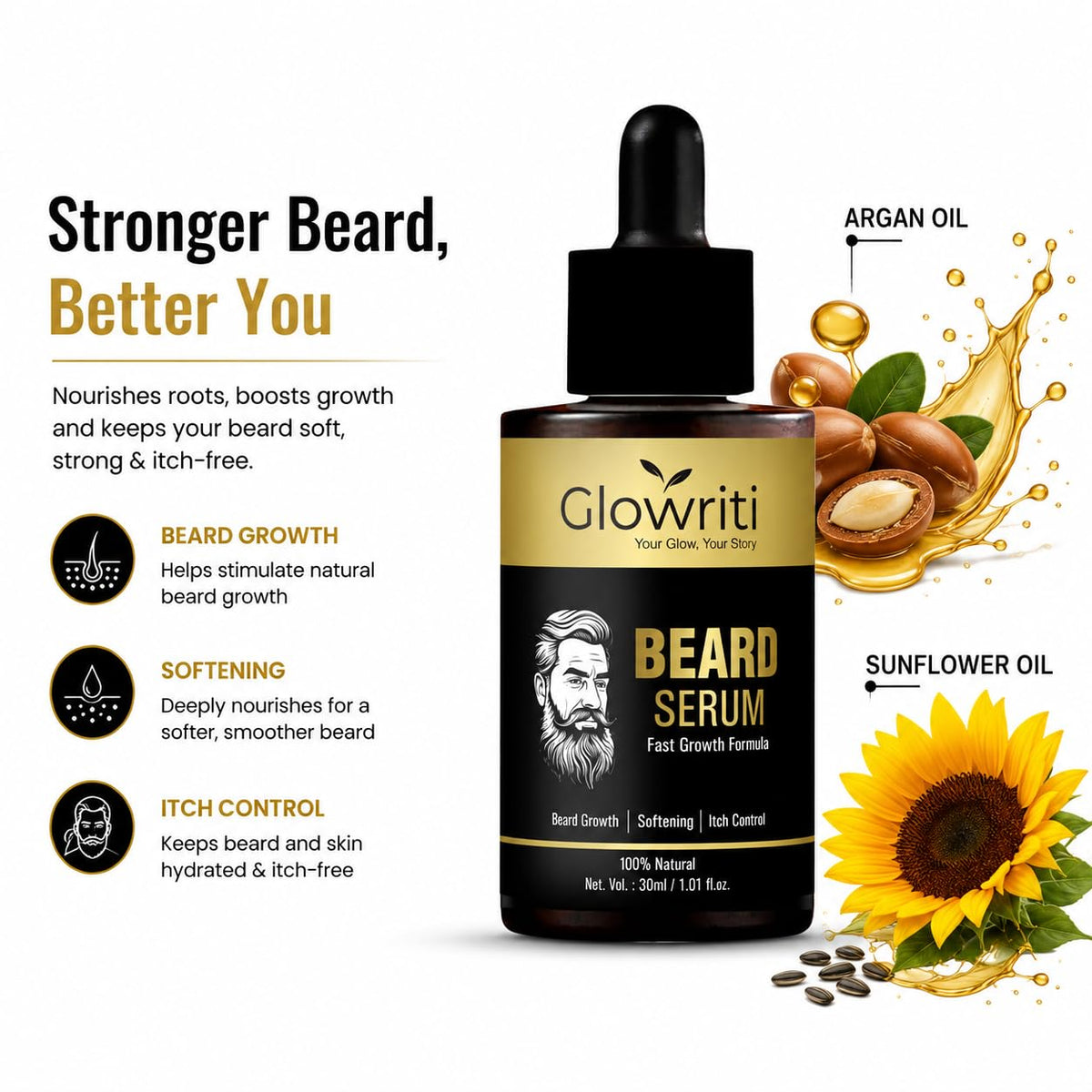 Beard Growth Serum for Men, 30 ml