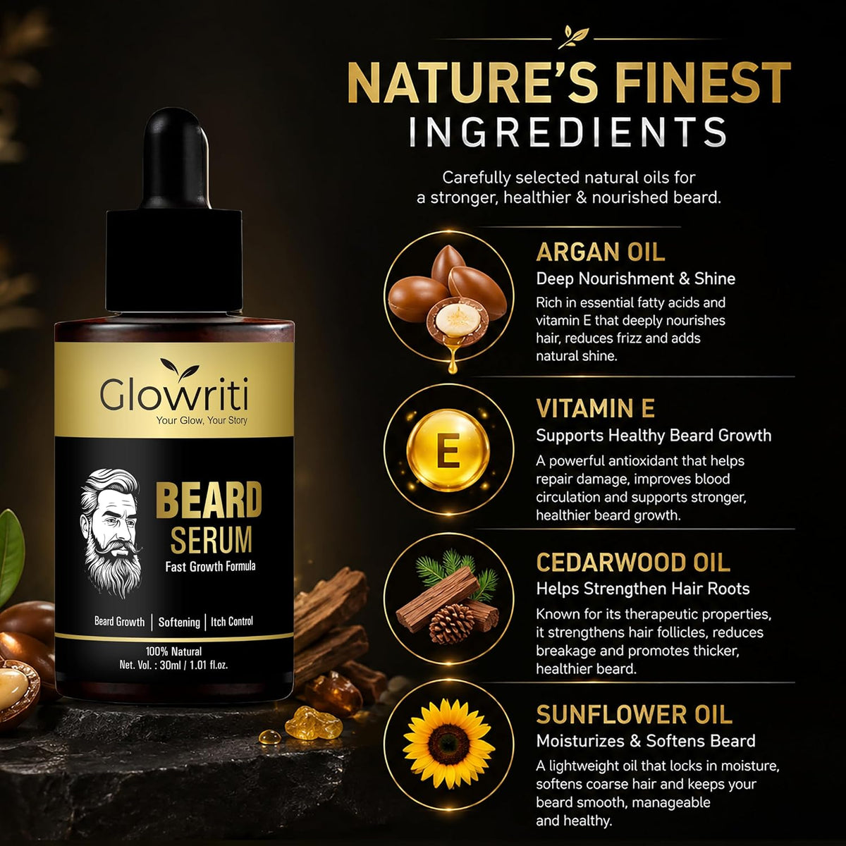Beard Growth Serum for Men, 30 ml