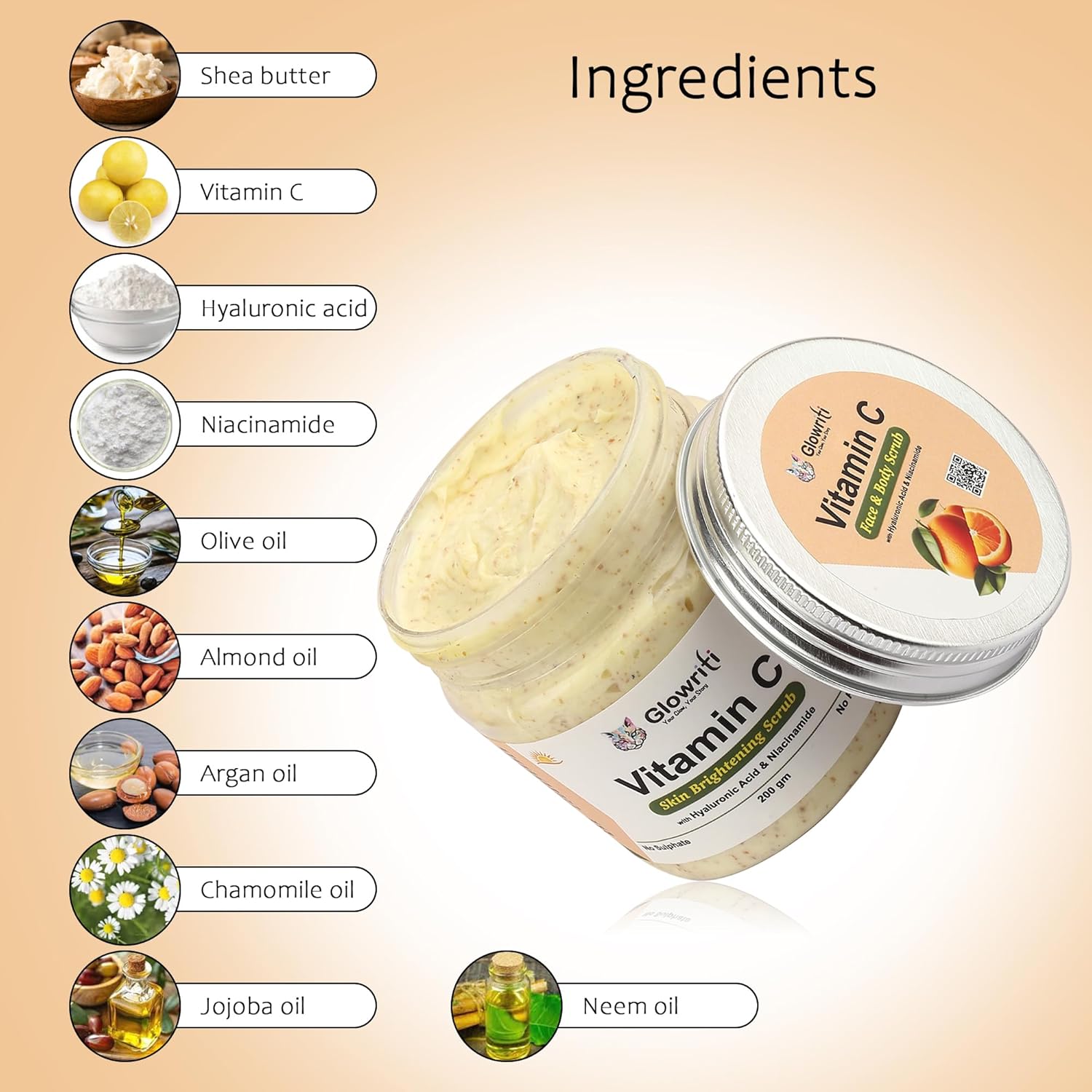 Glowriti Vitamin C Skin Brightening Face Serum Scrub  (200 g)