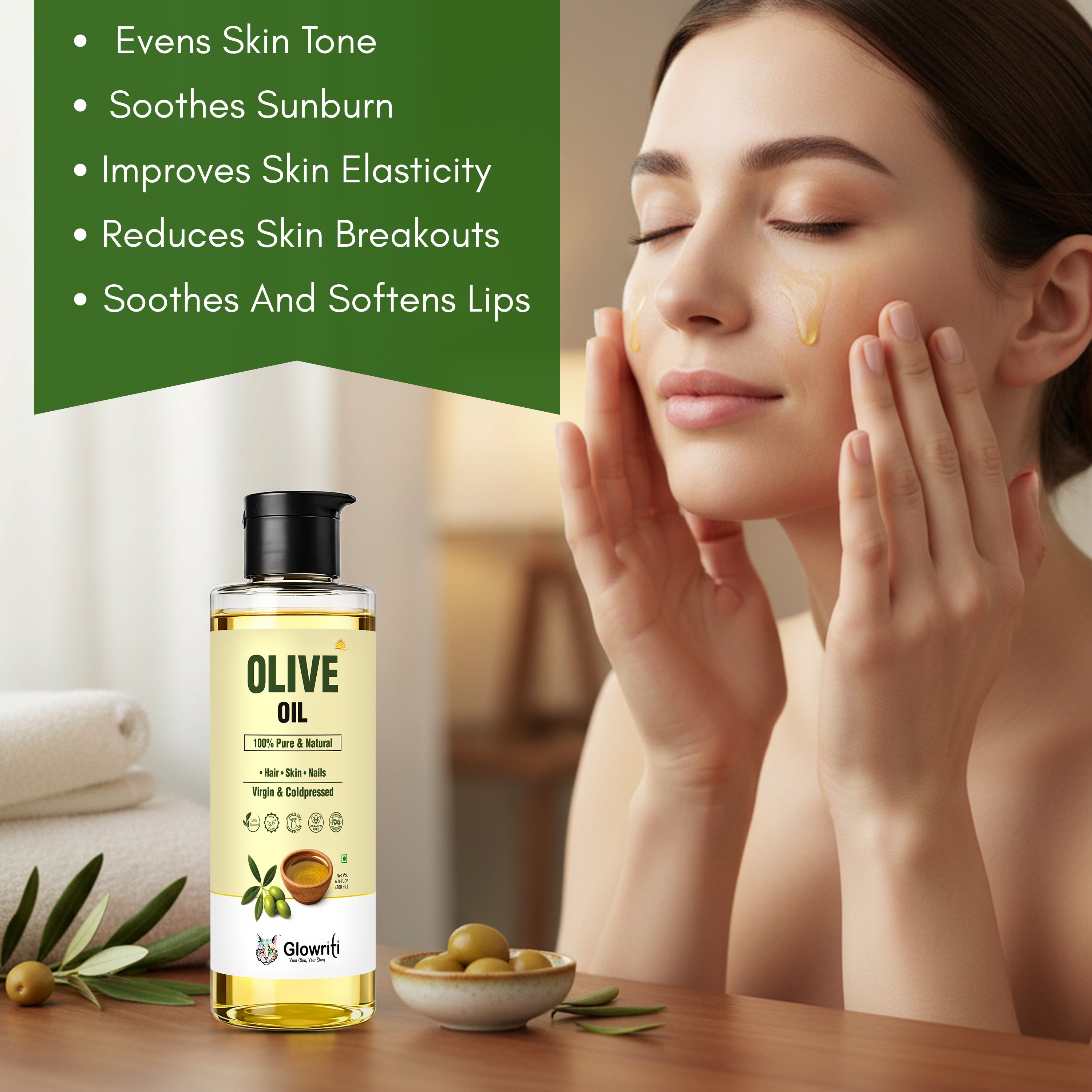 Glowriti Extra Virgin Cold Pressed Olive(Jaitun) Oil (200 ml)