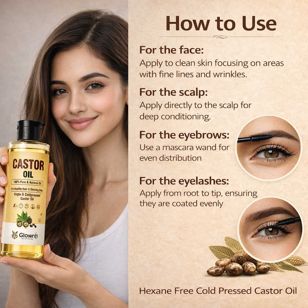 Glowriti Cold Pressed Castor Oil(arandi tel) | Hair & Skin Oil | 200 ml