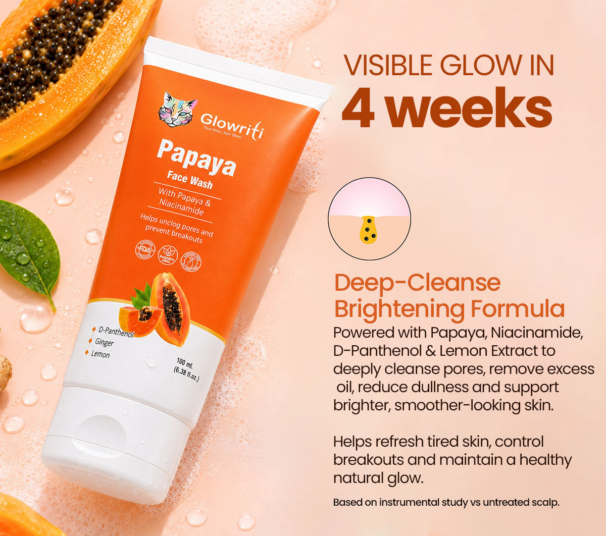 Papaya Deep Cleanse Face Wash with Niacinamide & D-Panthenol