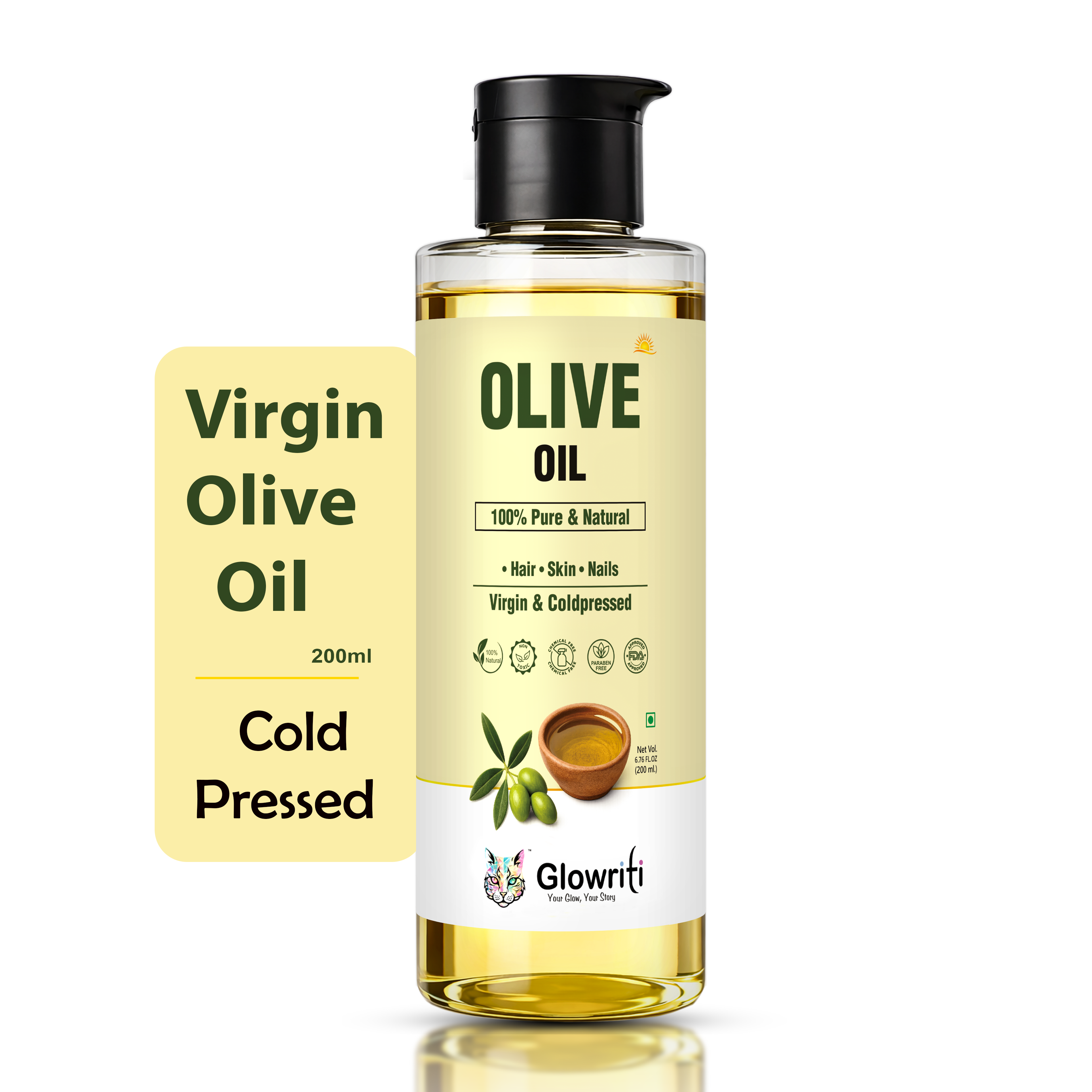 Glowriti Extra Virgin Cold Pressed Olive(Jaitun) Oil (200 ml)