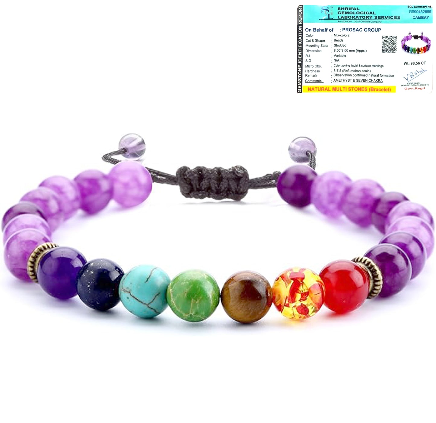 Glowriti Natural Amethyst 7 Chakra Yoga Meditation Crystal 8mm Gemstones