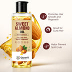 Glowriti Pure Cold Pressed Sweet Almond Oil With Real Almond for Hair Growth and Glowing Skin & Face - 200ml