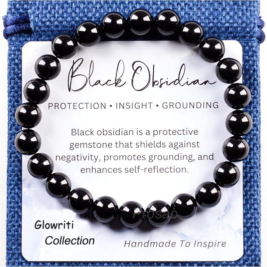 Black Obsidian Crystal Bracelet by Glowriti