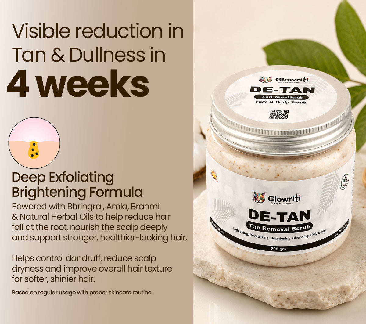 Glowriti De-tan Face & Body Scrub  (200 ml)