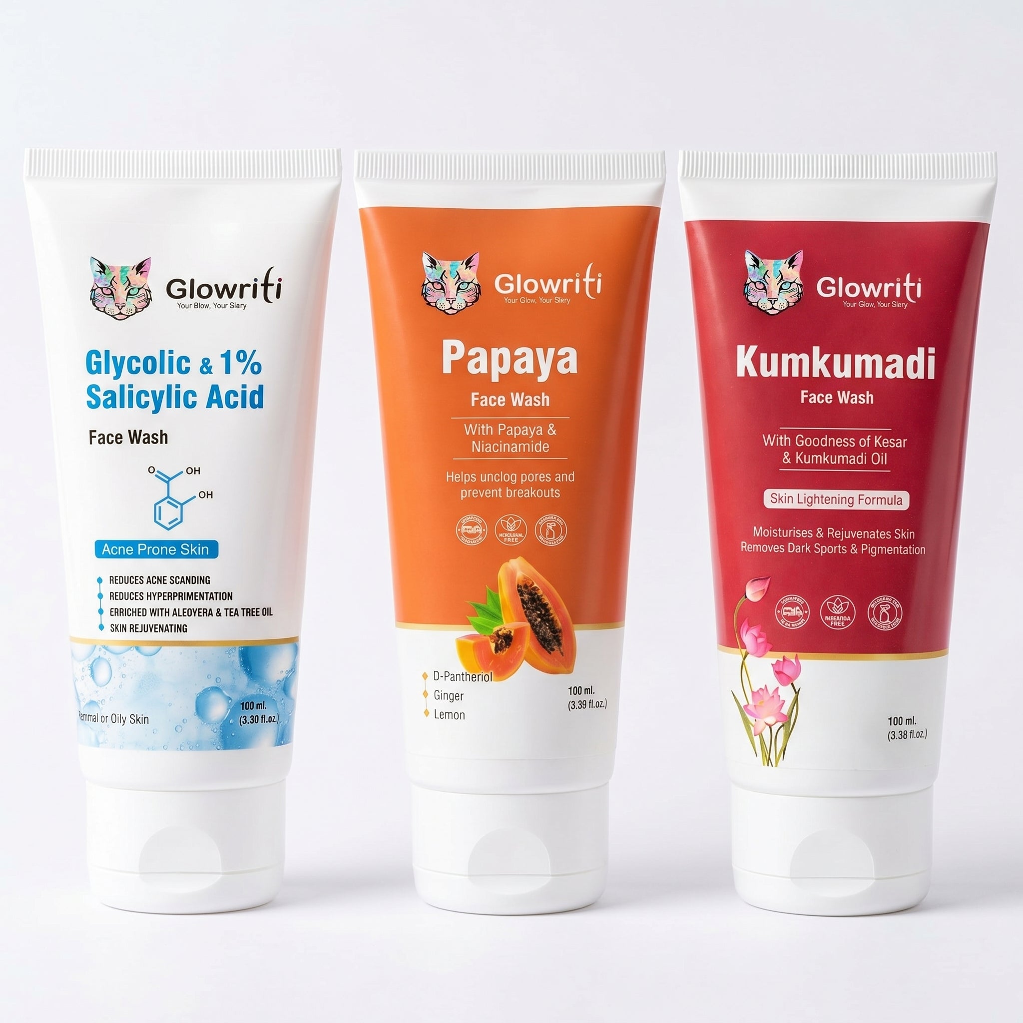 Glowriti Complete Skincare Face Wash Combo (Pack of 3)