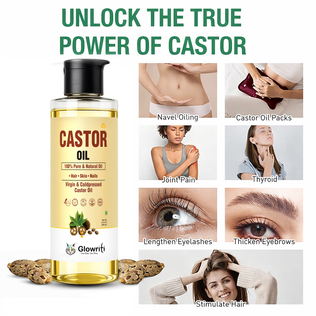 Glowriti Cold Pressed Castor Oil(arandi tel) | Hair & Skin Oil | 200 ml